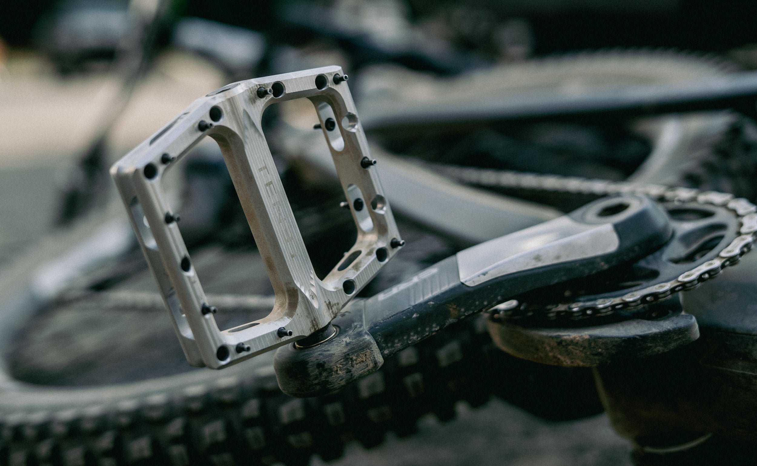 Tenet pedal mounted on a well-ridden bike