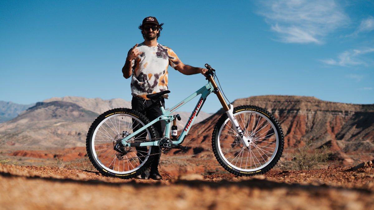 Johny Salido with his mint Transition Bottlerocket in the desert.