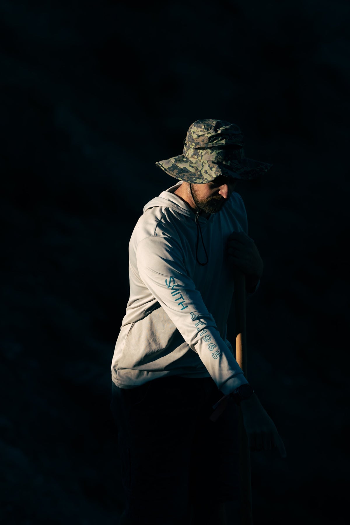 A crew member walks out of the dark before sunrise. Photo: Robin O'Neill.