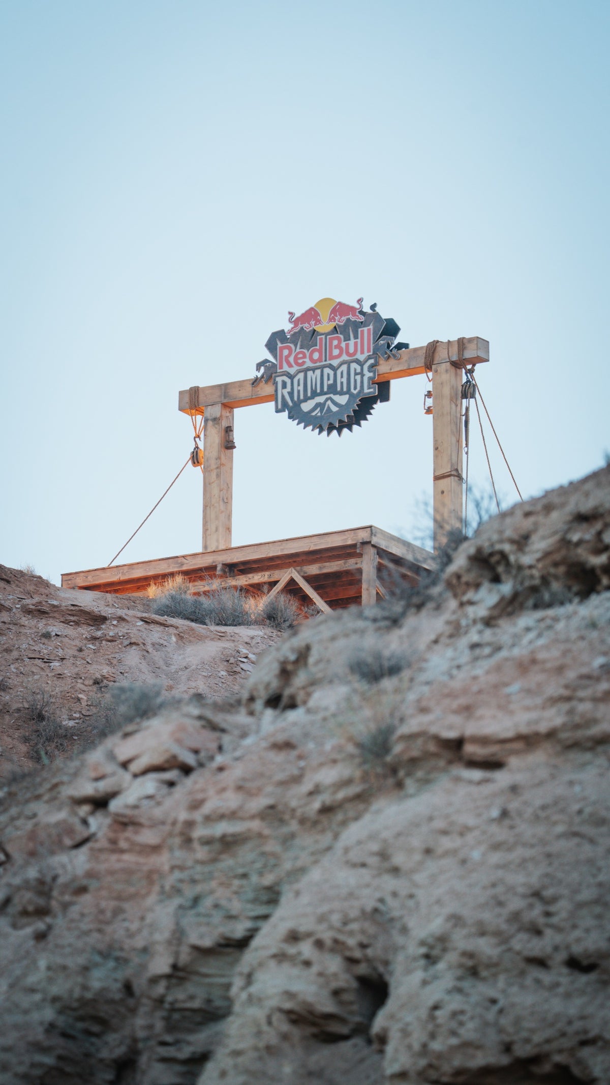 The Rampage start gate above the mountain.